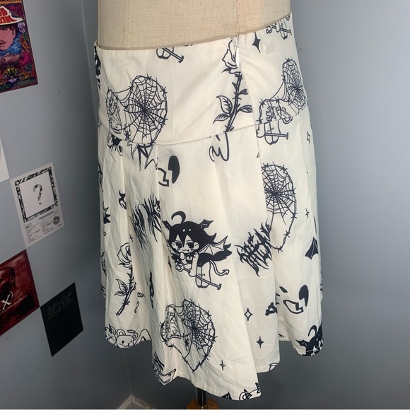 Kawaii Cartoon All Over Graphic Goth Skater Skirt  Halloween Skirt - Picture 3 of 9